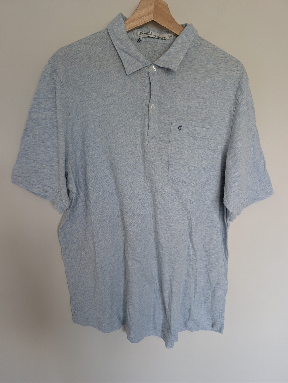 Criquet Mens Size Large Blue Polo Shirt Golf Golfer Preppy Cotton Casual Blue